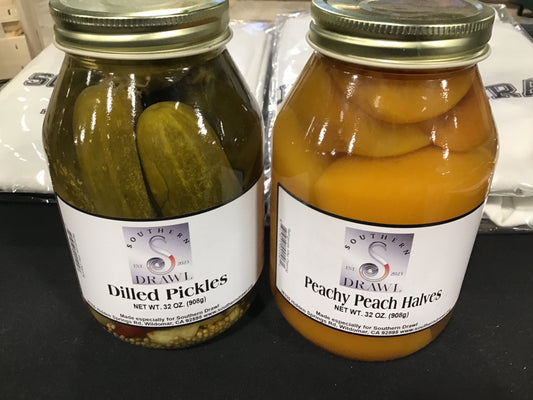 Dill Pickles & Peach Halves Bundle – 32oz Big Jars